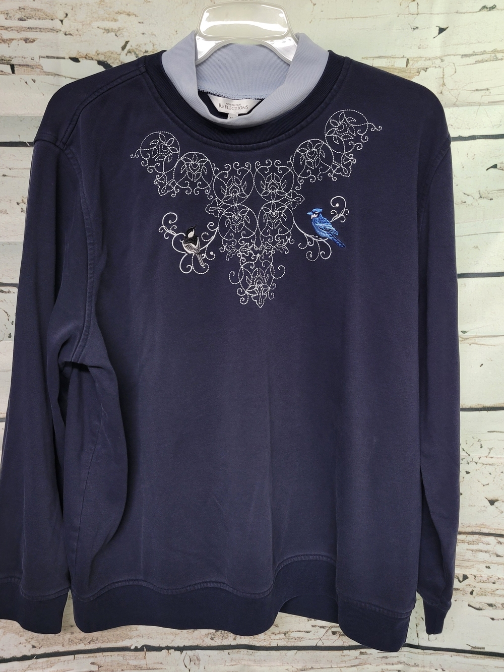 Northern Reflections XXL Navy Bird Embroidered Sweatshirt Pullover